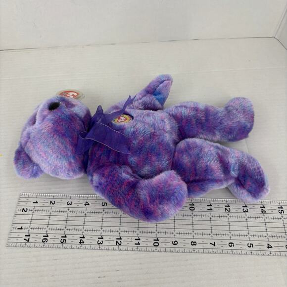 Ty Beanie Buddies Clubby IV Bear Purple Blue Tie Dye 2001 Vintage 14 Inch - Picture 7 of 12
